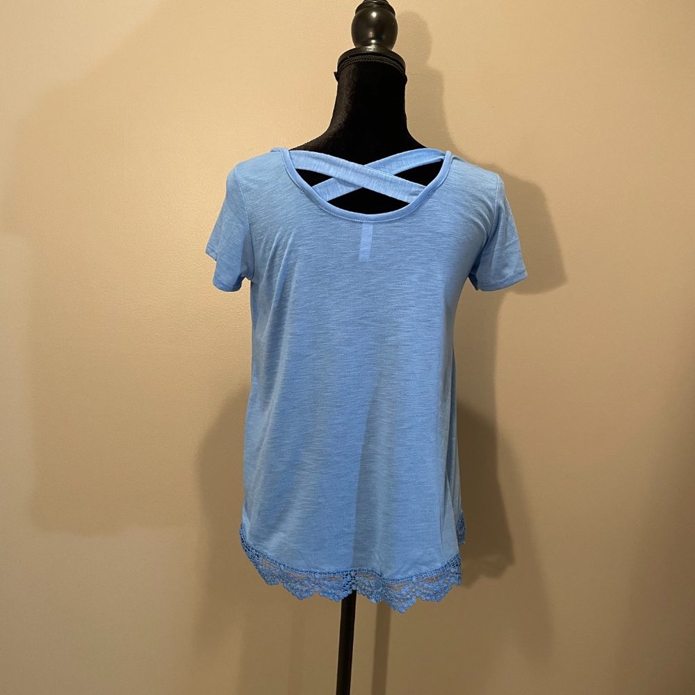 Xhilaration Womens Laces Trimmed Open Back Sht Sl Top sz XL - Picture 2 of 6